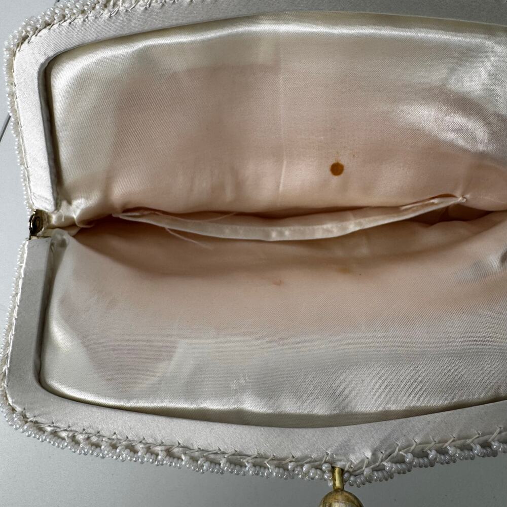 Vintage Mid Century Beaded Clutch Folding Lock Satin Lining Prom Wedding READ - Picture 5 of 8